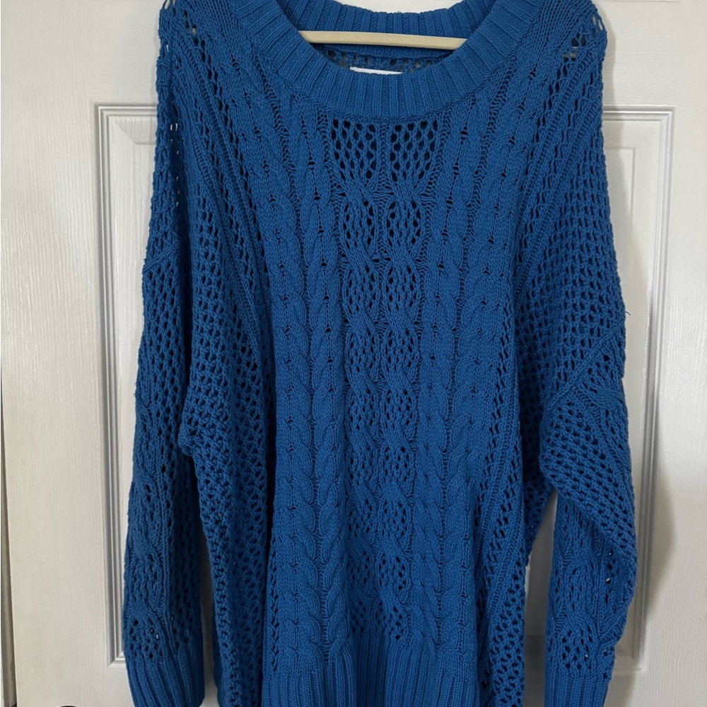 Sonoma Blue Cable Knit Crew Neck Sweater